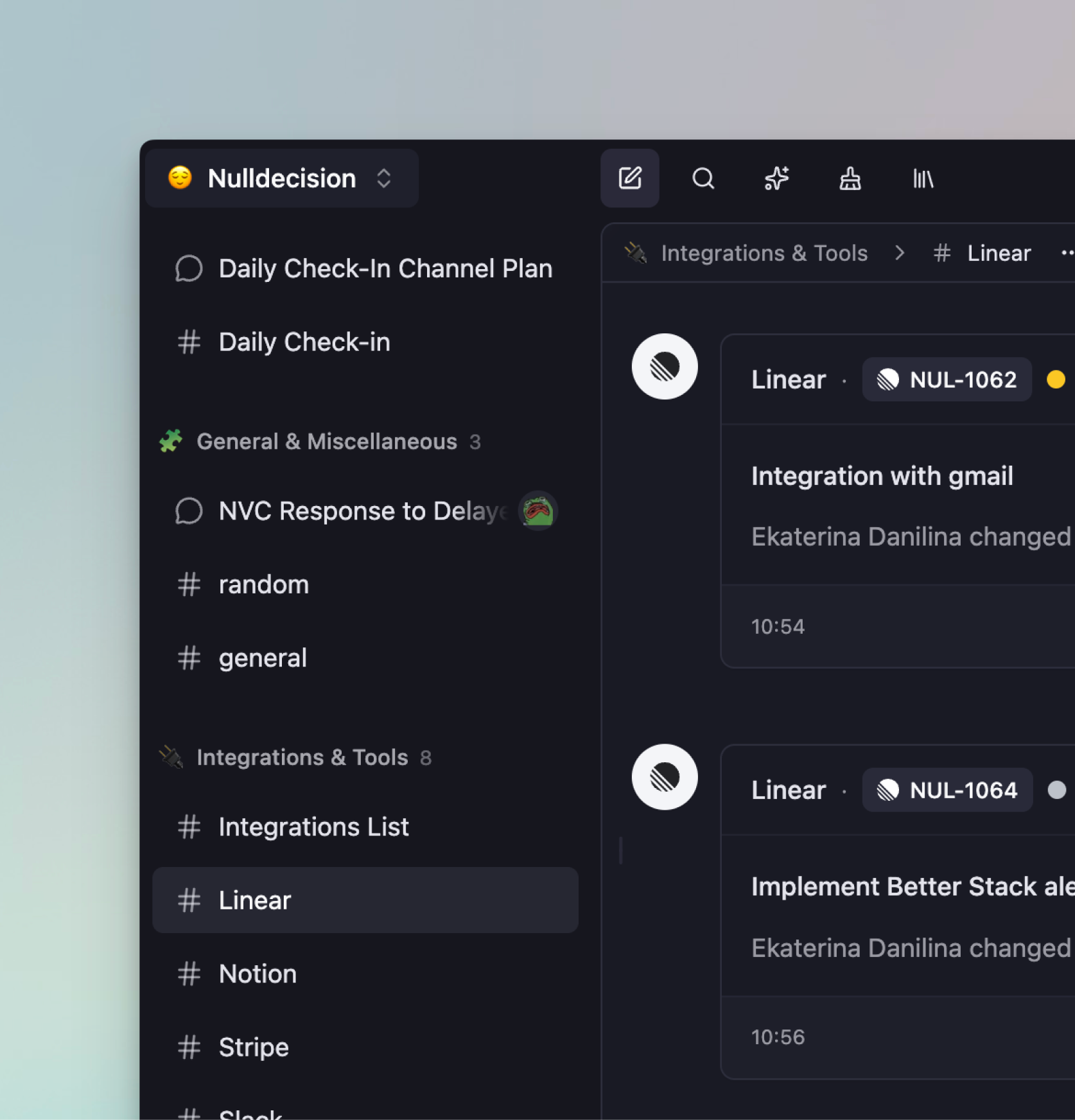 Mantle Chat sidebar with AI-sorted folders and conversation list